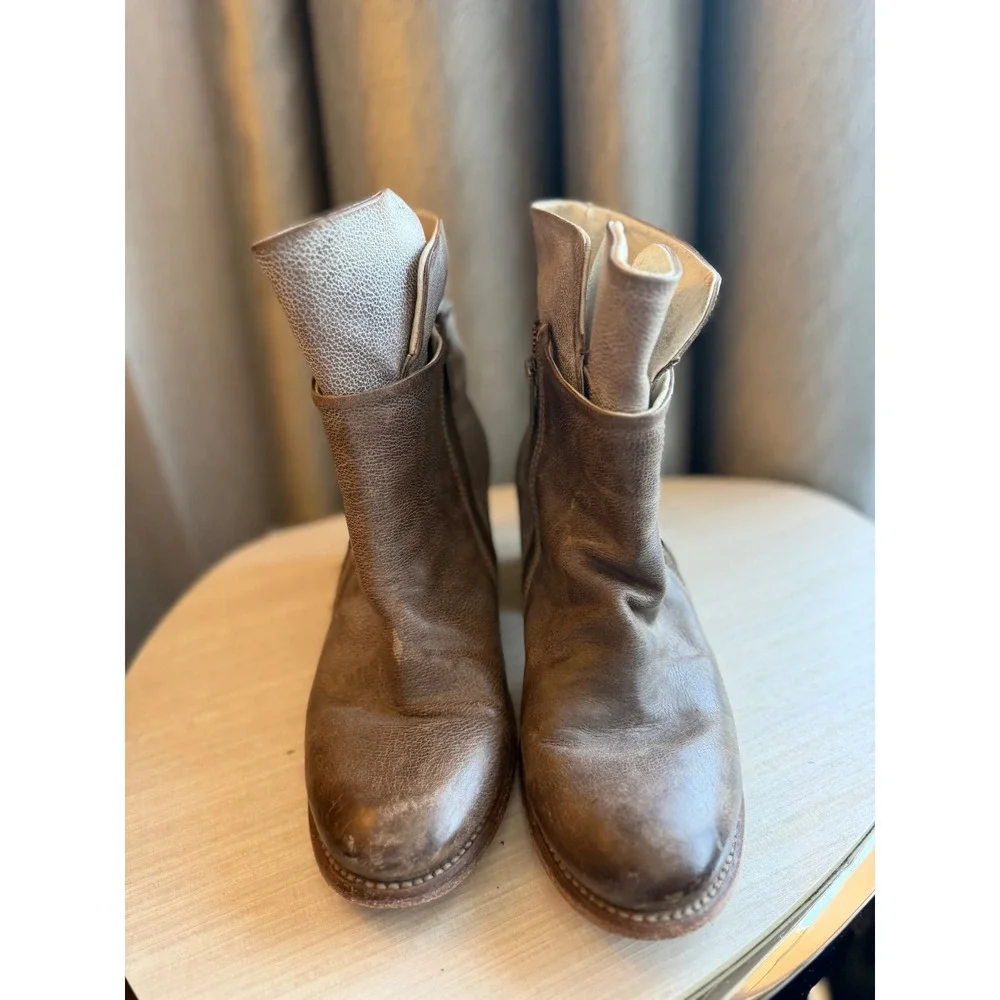 Freebird by Steven FB CLIP Distressed Leather Ankle Boots Tan Brown Womens 10